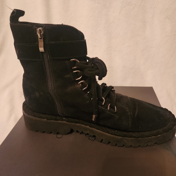 Vince Camuto Black Leather Suede Ruenalee Combat Boots Women Size 11 - Picture 4 of 11